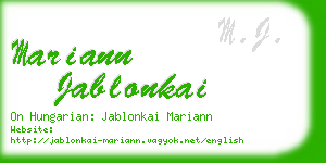 mariann jablonkai business card